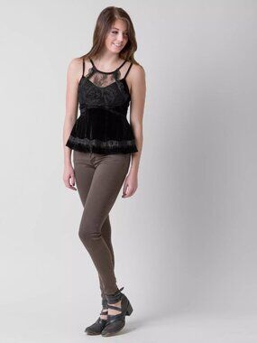 Free People Ellie Velvet Peplum Top